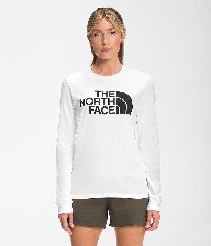 The North Face T-Shirts Dames Lange Mouw Half Dome NCZF02385 - Wit